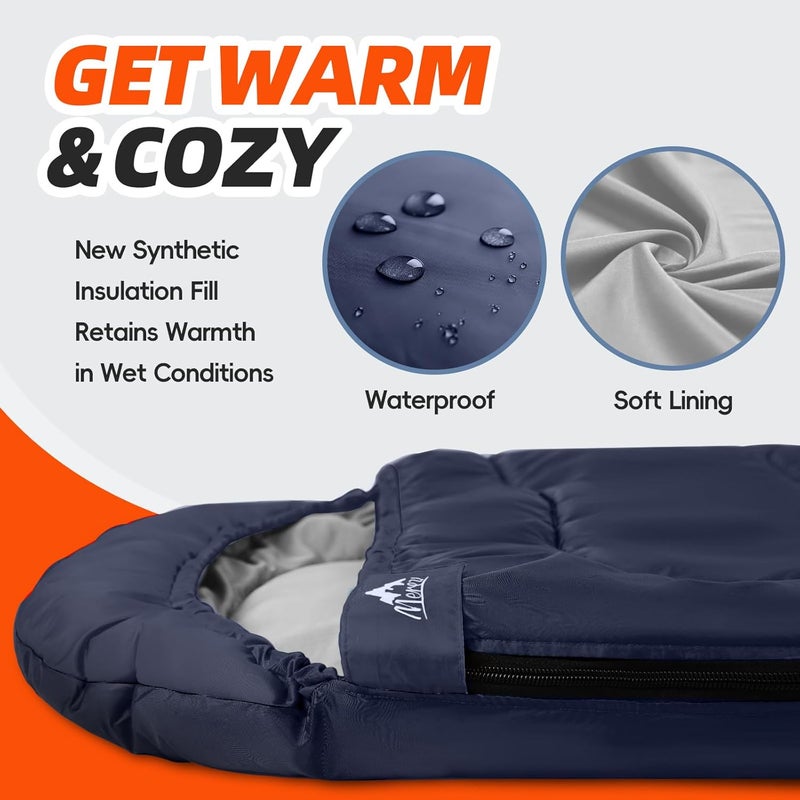 Mereza Sleeping Bags XL for Adults Cold Weather Mens Large Wide Sleeping Bag for Big and Tall Girls Boys with Compression Sack for Camping Backpacking Warm & Cool Weather - Image 3